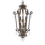 Люстра бронзового цвета с 6-ю лампами и стеклянными подвесками в классическом стиле Quoizel варинант исполнения - 1 | Loft Concept в Нижнем Новгороде