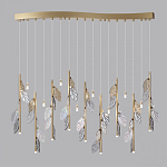 Люстра с золотистыми трубками и прозрачными стеклянными листьями на подвесах Sylva  варинант исполнения - 4 | Loft Concept в Нижнем Новгороде