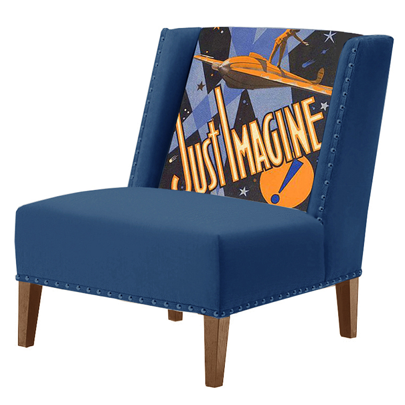 FUN Armchair Just Imagine Dark blue Дизайнерское кресло с цветным принтом Сапфирово-синий в Нижнем Новгороде | Loft Concept 