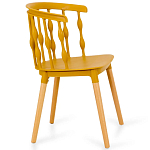 Пластиковый стул на ножках из массива бука Ferret Spiral Mustard варинант исполнения - 3 | Loft Concept в Нижнем Новгороде