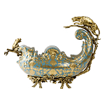 Чаша голубого цвета с оранментом и и бронзовыми фигурами леопардов Eden Garden варинант исполнения - 3 | Loft Concept в Нижнем Новгороде