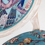 Барный стул из массива бука с изображением птиц и цветов Turquoise Beige Chinoiserie Garden Chair варинант исполнения - 3 | Loft Concept в Нижнем Новгороде