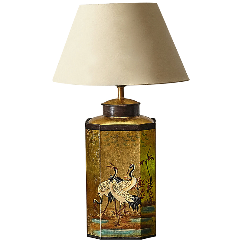 Настольная лампа Шинуазри с абажуром Golden Garden Chinoiserie Table Lamp Золотой Бежевый Мульти в Нижнем Новгороде | Loft Concept 