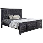 Двуспальная кровать из массива манго с резьбой Vega Grey Mango Bed варинант исполнения - 1 | Loft Concept в Нижнем Новгороде