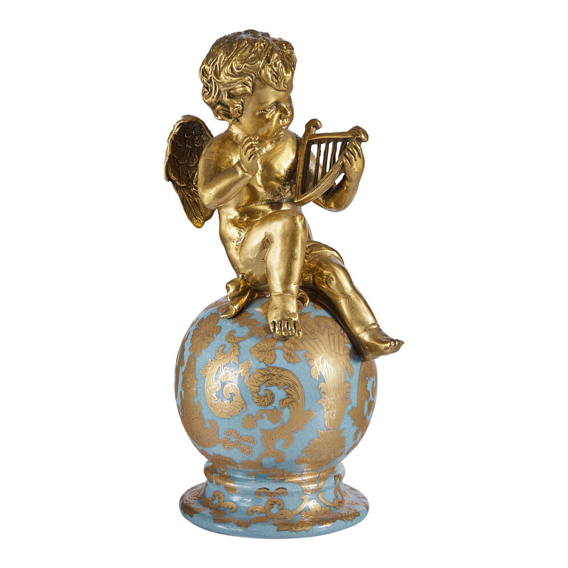 Фигурка Ангел с лирой на шаре Seraphic Бронза Голубой в Нижнем Новгороде | Loft Concept 