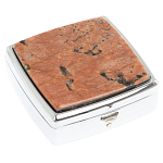 Таблетница карманная квадратная с 2-мя отделениями с зеркалом и накладкой из натурального камня Пегматит Silver Stone Pillboxes варинант исполнения - 1 | Loft Concept в Нижнем Новгороде