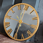 Часы настенные зеркальные с золотым металлическим циферблатом Mirror Tower Clock варинант исполнения - 4 | Loft Concept в Нижнем Новгороде