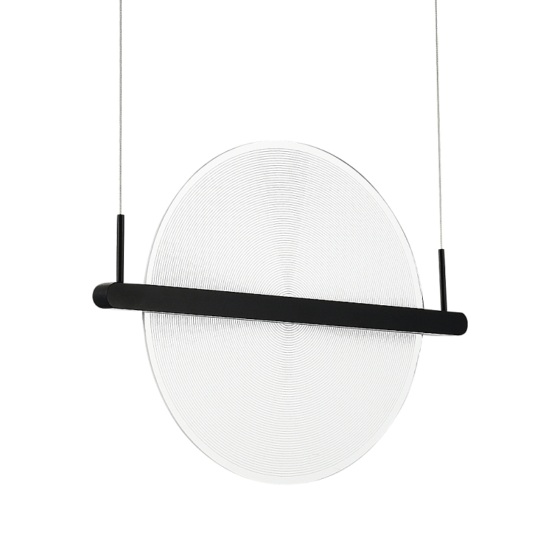 Светодиодный подвесной светильник круглой формы с металлическим черным каркасом Marble Glow Прозрачный Черный в Нижнем Новгороде | Loft Concept 