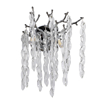 Бра цвета хром с ветвями и прозрачными стеклянными подвесками в виде вытянутых спиральных капель Droplet Chandelier варинант исполнения - 1 | Loft Concept в Нижнем Новгороде