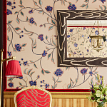 Обои с вышивкой ручной работы Flora Catherine colourway on Liso Pearl wool sateen варинант исполнения - 2 | Loft Concept в Нижнем Новгороде