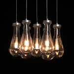 Люстра с 7-ю прозрачными плафонами из стекла в форме капли на круглом потолочном основании цвета хром Lucid Rain  варинант исполнения - 5 | Loft Concept в Нижнем Новгороде