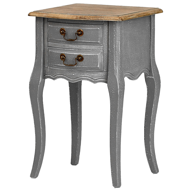 Прикроватная тумба из массива березы серая Grey Montmartre Provence Bedside Table Дуб темный Серый в Нижнем Новгороде | Loft Concept 