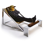 Дизайнерское кресло на металлическом каркасе с подставкой для ног Poltronova Mies Armchair варинант исполнения - 2 | Loft Concept в Нижнем Новгороде