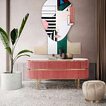 Дизайнерский комод овальный с розовой бархатной обивкой Edith варинант исполнения - 4 | Loft Concept в Нижнем Новгороде