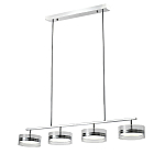 Люстра светодиодная с 4-мя круглыми прозрачными плафонами цилиндрической формы из акрила и стекла с пультом для регулировки света Glass Lamp Chromium варинант исполнения - 1 | Loft Concept в Нижнем Новгороде
