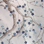 Обои ручная роспись Plum Blossom Inky Hokusai on Sterling Silver gilded silk варинант исполнения - 1 | Loft Concept в Нижнем Новгороде