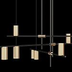 Люстра с 9-ю цилиндрическими плафонами цвета латунь TRIBES CHANDELIER варинант исполнения - 3 | Loft Concept в Нижнем Новгороде