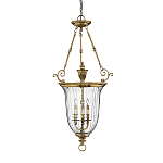 Подвесной светильник латунный с рифленым прозрачным плафоном и тремя свечеподобными лампами в классическом стиле Hinkley варинант исполнения - 1 | Loft Concept в Нижнем Новгороде