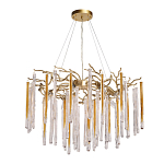 Люстра подвесная золотого цвета с разветвленными ветвями и прозрачными стеклянными подвесками Droplet Chandelier варинант исполнения - 2 | Loft Concept в Нижнем Новгороде