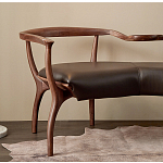 Кушетка с деревянным каркасом и сиденьем из коричневой натуральной кожи Moon Walnut Furniture варинант исполнения - 1 | Loft Concept в Нижнем Новгороде