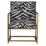 Кресло с металлическим золотистым каркасом и мягкой обивкой с чёрно-белым принтом зебры Wild animals варинант исполнения - 1 | Loft Concept в Нижнем Новгороде