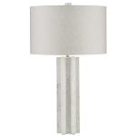 Настольная лампа мраморная с тканевым цилиндрическим абажуром Sharpened варинант исполнения - 4 | Loft Concept в Нижнем Новгороде