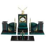 Настольный письменный набор из змеевика тёмно-зелёного цвета с декором в виде орла Successful Leader варинант исполнения - 1 | Loft Concept в Нижнем Новгороде