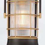 Настенный фонарь цилиндрической формы с рифленым стеклом в золотом каркасе на черном прямоугольном основании Eurofase варинант исполнения - 15 | Loft Concept в Нижнем Новгороде