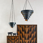 Подвесной светильник в форме спирали черный с золотой внутренней отделкой Warm Glow варинант исполнения - 3 | Loft Concept в Нижнем Новгороде