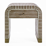 Тумбочка прикроватная с ящиком Tofino Stripes Bone Inlay Bedside Beige варинант исполнения - 1 | Loft Concept в Нижнем Новгороде