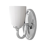 Бра для ванных комнат с белым стеклянным плафоном в форме бокала на овальном основании цвета хром с изогнутым держателем Feiss варинант исполнения - 1 | Loft Concept в Нижнем Новгороде