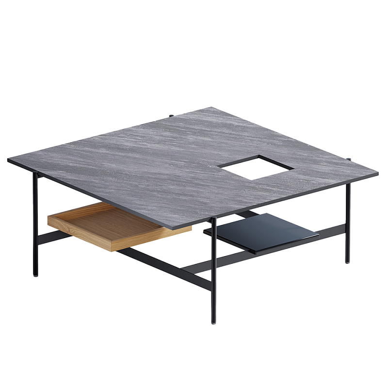 Karat журнальный столик цвета серый камень с съемным подносом Серый Черный в Нижнем Новгороде | Loft Concept 