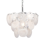 Люстра из белых стеклянных дисков на серебрянном каркасе White Glowing Reflectors варинант исполнения - 1 | Loft Concept в Нижнем Новгороде