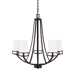 Люстра в цвете темная бронза с 5-ю белыми цилиндрическими плафонами Generation Lighting варинант исполнения - 1 | Loft Concept в Нижнем Новгороде