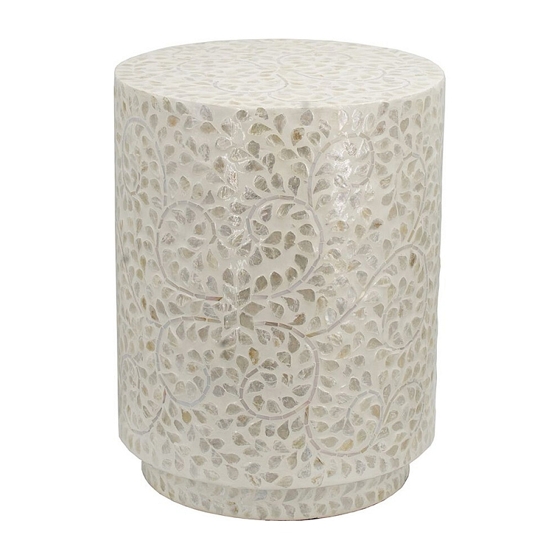 Приставной столик с рисунком из раковин устриц Bone Inlay Кремовый в Нижнем Новгороде | Loft Concept 