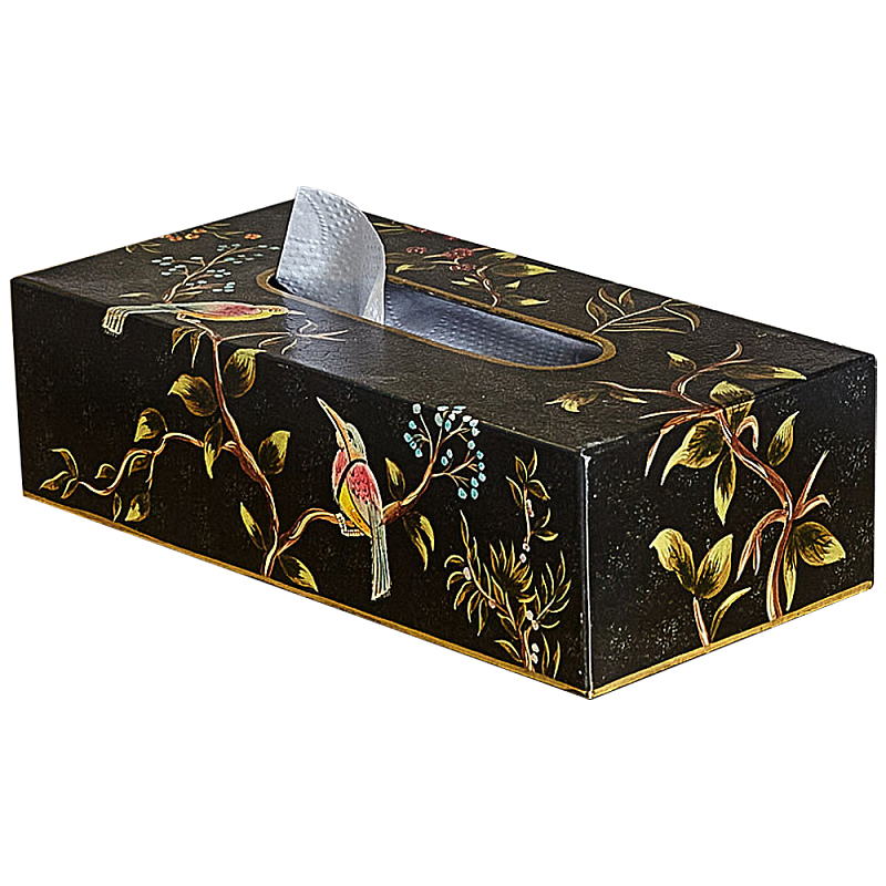 Салфетница в стиле Шинуазри Chinoiserie Garden Tissue Box Черный Мульти в Нижнем Новгороде | Loft Concept 