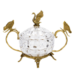 Конфетница из прозрачного рельефного стекла с ручками в виде стрекоз и фигуркой лебедя Eden Garden варинант исполнения - 1 | Loft Concept в Нижнем Новгороде