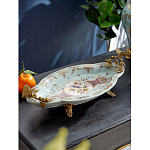 Блюдо овальное из голубого фарфора с ручками в виде бабочек и цветочным рисунком Blue Garden варинант исполнения - 2 | Loft Concept в Нижнем Новгороде