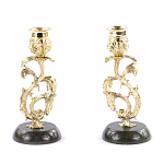 Подсвечники бронзовые на подставке из натурального камня нефрит Stone Candlestick варинант исполнения - 3 | Loft Concept в Нижнем Новгороде