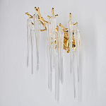 Бра золотого цвета с разветвленными ветвями и длинными прозрачными подвесками в форме стеклянных сосулек Droplet Chandelier варинант исполнения - 3 | Loft Concept в Нижнем Новгороде