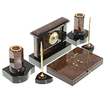 Настольный письменный набор с часами из природного камня обсидиана Royal Stone варинант исполнения - 2 | Loft Concept в Нижнем Новгороде