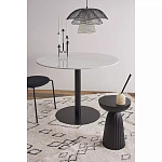 Круглый обеденный стол с белой мраморной столешницей White Tabletop on Black Base варинант исполнения - 3 | Loft Concept в Нижнем Новгороде