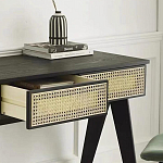 Дизайнерский письменный стол матово-чёрного цвета с 2-мя плетеными ящиками Glade Desk варинант исполнения - 1 | Loft Concept в Нижнем Новгороде