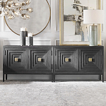 Тумба черная из дерева двухдверная Geometric Double Door Nightstand варинант исполнения - 4 | Loft Concept в Нижнем Новгороде