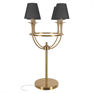 Настольная лампа на металлическом основании бронзового цвета с 4-мя черными конусовидными абажурами Dignity