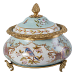 Шкатулка с крышкой из голубого фарфора с риунком птиц и цветов Blue Garden варинант исполнения - 1 | Loft Concept в Нижнем Новгороде