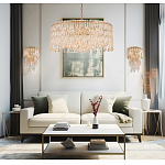 Люстра круглая с хрустальными подвесками на золотистом каркасе Roul Crystal Light варинант исполнения - 11 | Loft Concept в Нижнем Новгороде