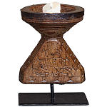 Подсвечник из массива тика на металлической подставке Wooden Carved Candlestick варинант исполнения - 1 | Loft Concept в Нижнем Новгороде