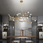 Люстра в виде золотой ветки с цветами Glass Flower Pendant Light варинант исполнения - 5 | Loft Concept в Нижнем Новгороде