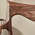 Стул деревянный с мягким сиденьем из коричневой натуральной кожи Moon Walnut Furniture варинант исполнения - 8 | Loft Concept в Нижнем Новгороде